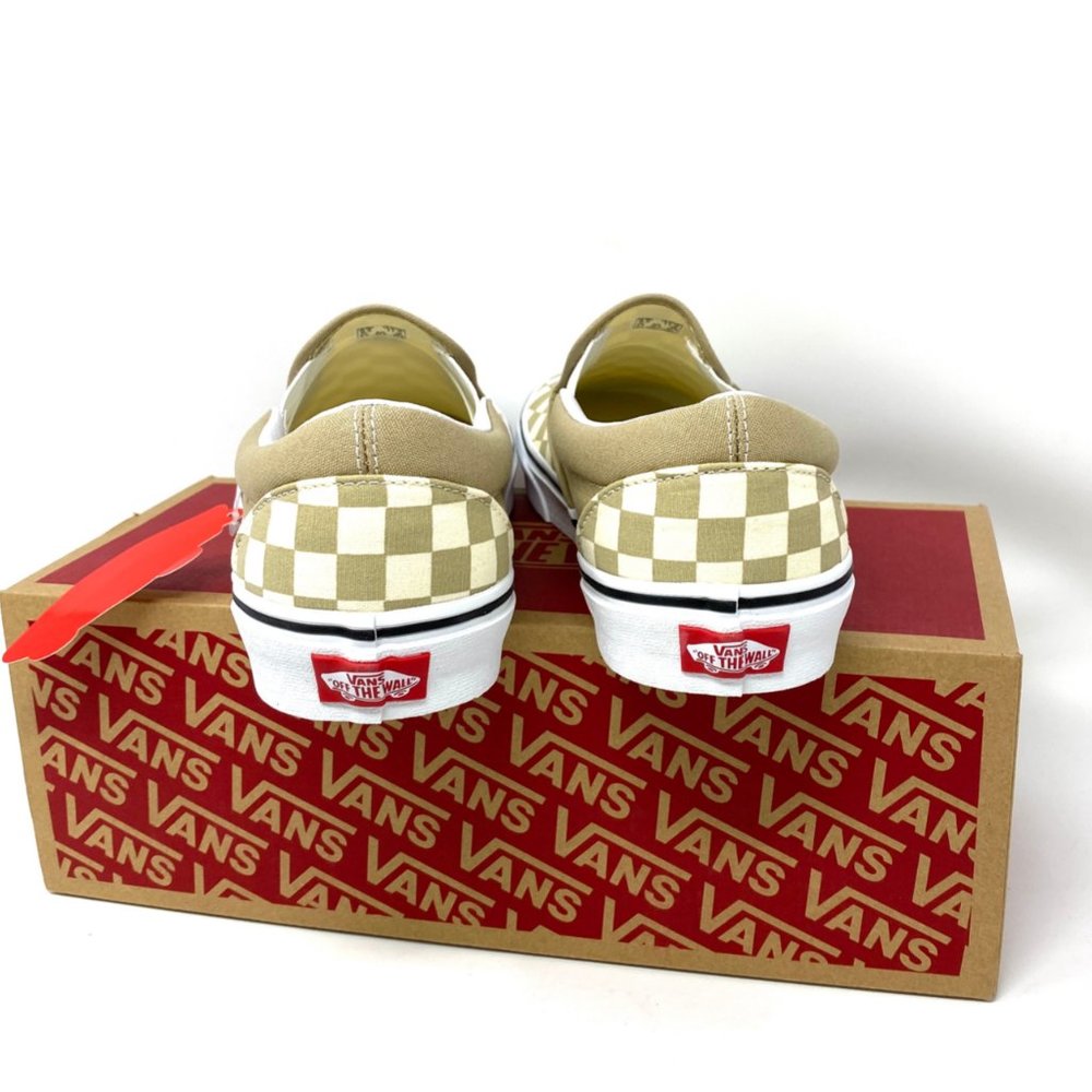 Vans Classic Slip On Check Beige Canvas Casual Sneakers Men's Sizes VN0A33TB43A - Picture 5 of 11